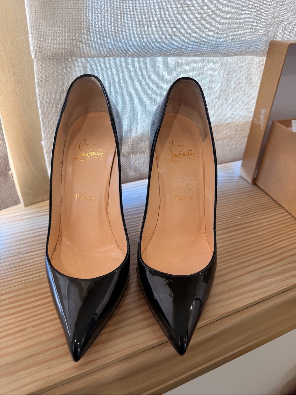 Christian Louboutin Black Patent Pointed-Toe Stiletto Pumps - Glossy Finish - Picture 5 of 5